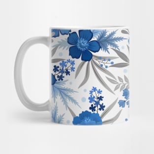 Pretty Blue Color Flower Pattern Mug